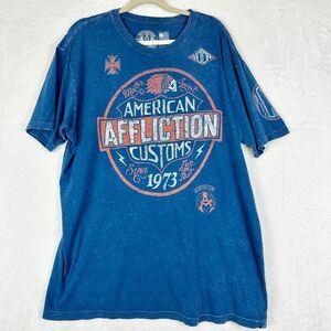 Affliction American Customs Tee Shirt Size 2XL Crewneck Blue Jesse Pinkman Y2K
